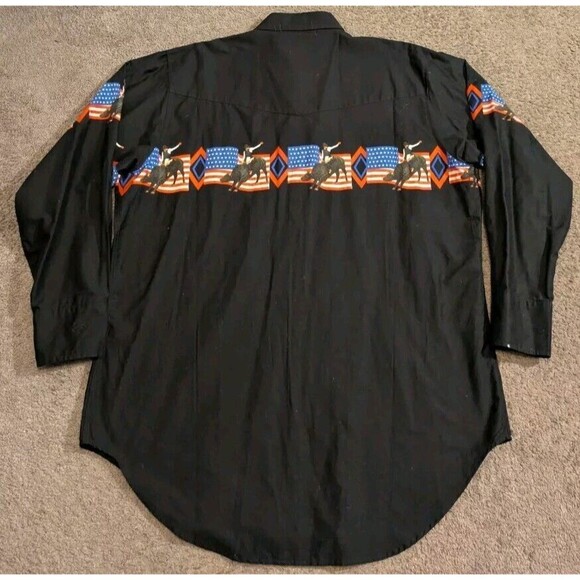 Cumberland Outfitters USA Patriotic Rodeo Western Snap Button Shirt Men's 2XL - Picture 3 of 8